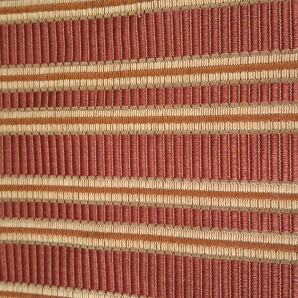 FABRIC #1344 - Home Decor - Burgundy Orange Tan Stripe Remnant - 13 x 37